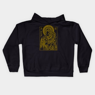 Icon of Virgin Mary and Jesus (gold) Kids Hoodie